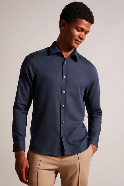 Long Sleeve Herringbone Shirt