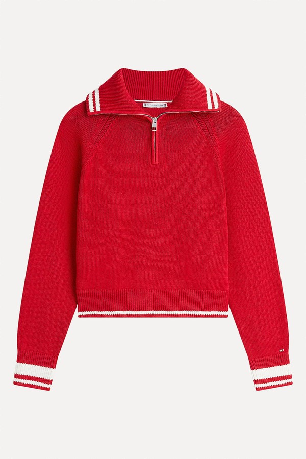 Metal Flag Relaxed Quarter-Zip Jumper