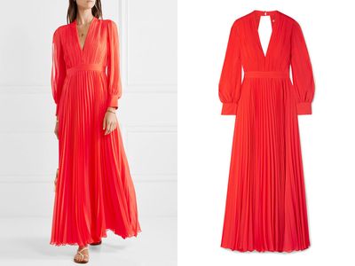 Cheney Cut-Out Pleated Georgette Maxi Dress from Alice + Olivia