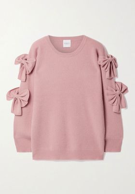 Bow-Detailed Ribbed Cashmere Sweater from Madeleine Thompson
