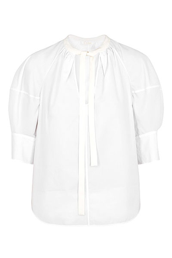 White Puff-Sleeve Poplin Top from Chloe