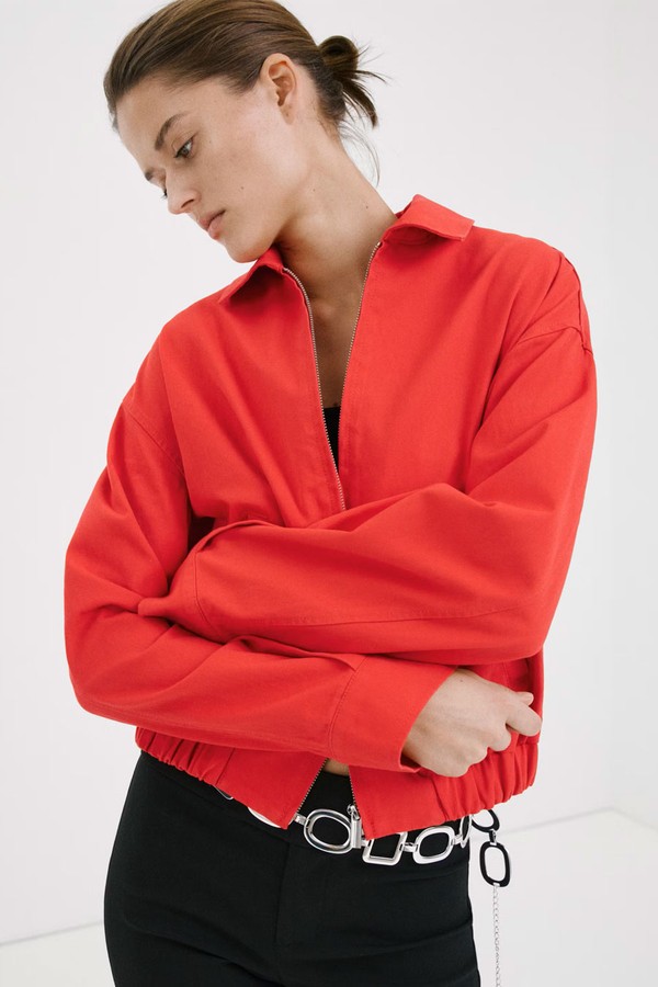 Bomber Jacket With Shirt Collar