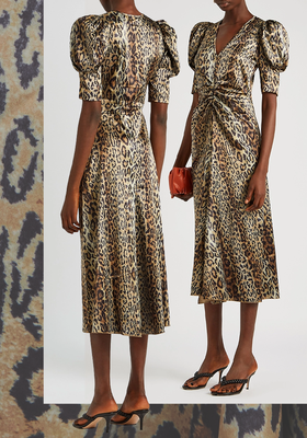 Sierina Leopard-Print Satin Midi Dress from Rotate Birger Christensen
