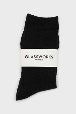 Black Smooth Wool Long Socks from Glassworks