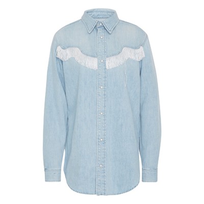 Bleached Wash Denim Fringe Shirt from Ganni