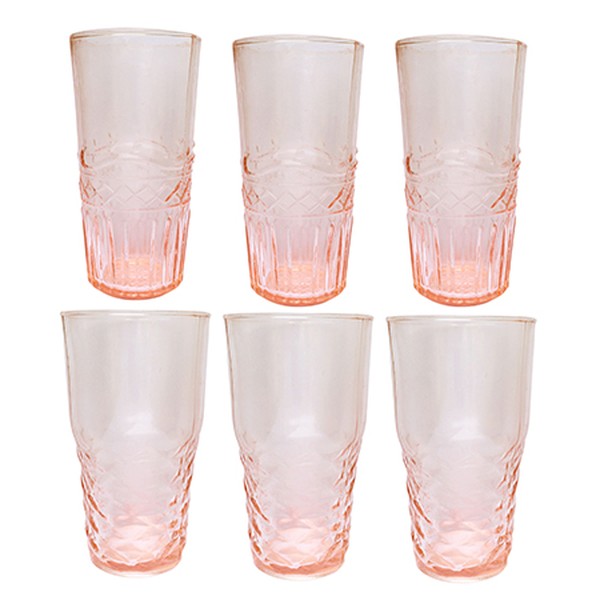 Freya Water Glasses Assorted Set Of 6 Pink from Dassie Artisan