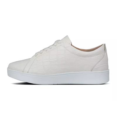 Croc-Embossed Leather Trainers