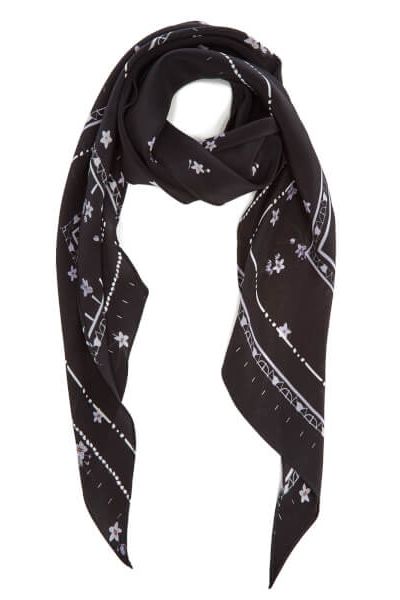 Women’s Night Flower Classic Skinny Scarf Black from Rockins