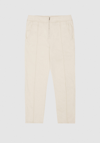 Zadie Ecru Slim Cut Jeans With Exposed Zip Detail