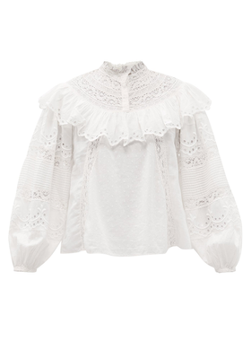 Orlando Lace & Broderie-Anglaise Cotton Blouse from LoveShackFancy