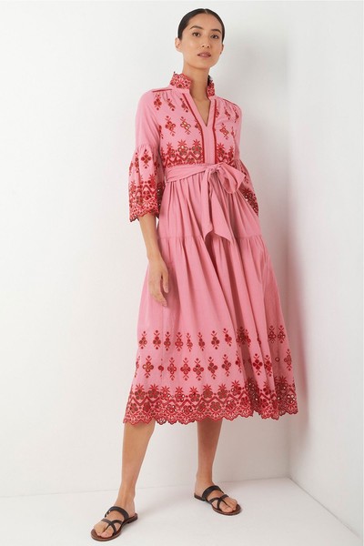 Freya Flared Sleeve Cutwork Dress from WYSE