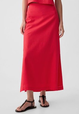 Linen Blend Maxi Skirt