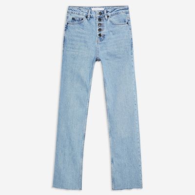Bleached Buttonfly Straight Jeans