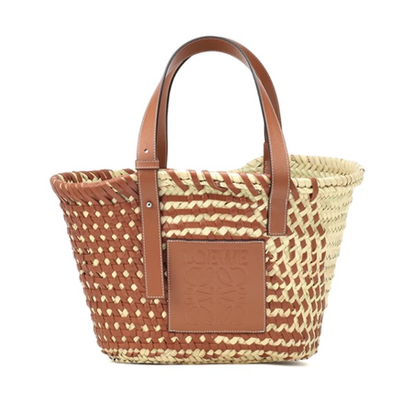 Leather-Trimmed Basket Tote