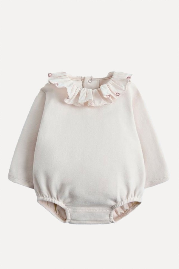 Floral Embroidered Peter Pan Collar Bodysuit