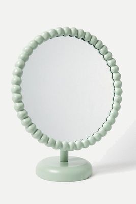 Bobbin Round Green Wooden Dressing Table Mirror from Oliver Bonas