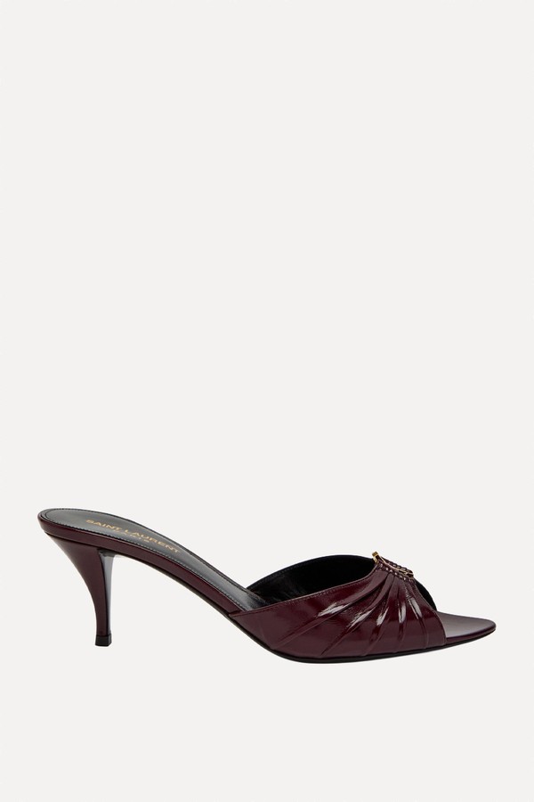  Babylone 60 Pleated Patent Leather Mules from Saint Laurent