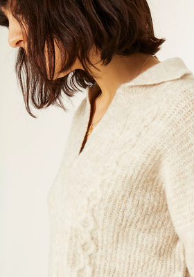 V Neck Collar Cable Knitted Jumper from Principles