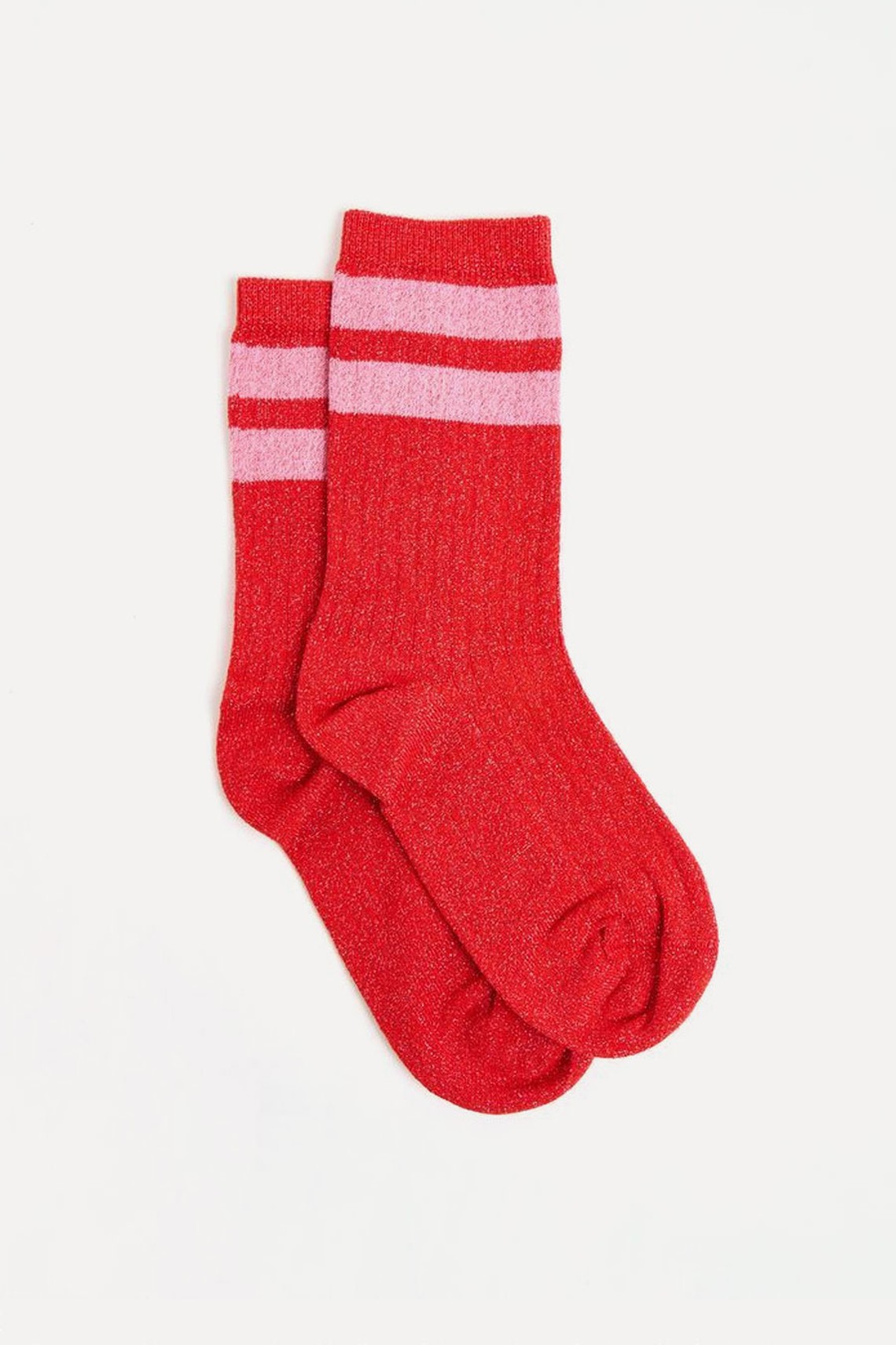 Glitter Stripy Ribbed Ankle Socks from Oliver Bonas