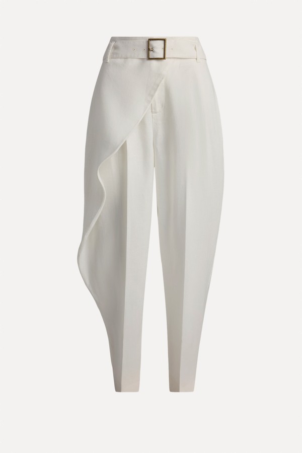 Linen Tapered Wrap Trousers