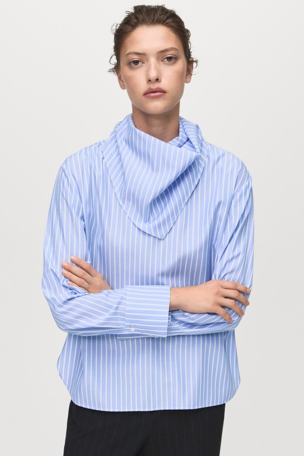 Striped Blouse With Handkerchief