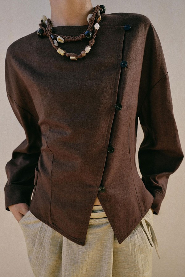 Linen Blend Wrap Jacket from Zara