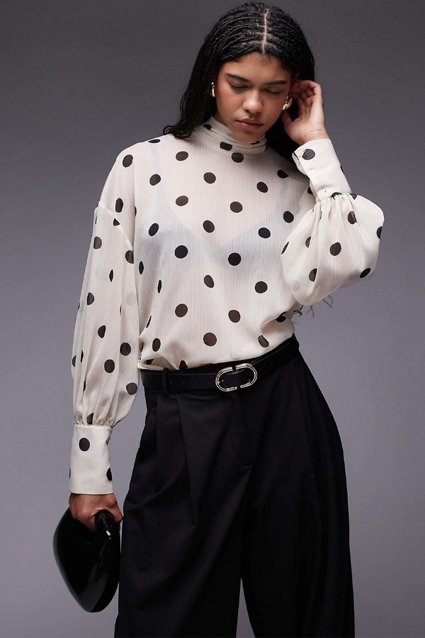 Chiffon Funnel Neck Volume Sleeve Blouse from ASOS DESIGN