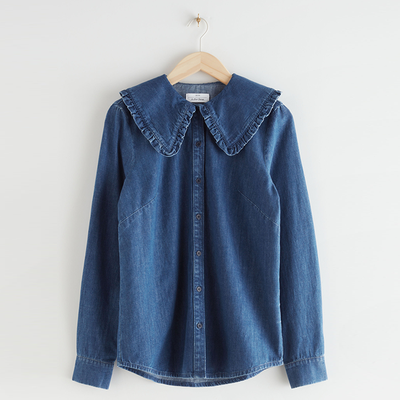 Ruffled Collar Cotton Denim Shirt from & Other Stories