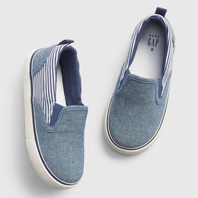  Toddler Chambray Stripe Slip-On Sneakers from GAP