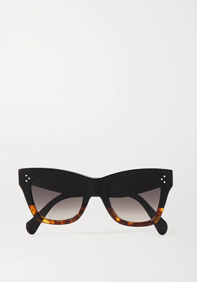 Oversized Cat-Eye Tortoiseshell Acetate Sunglasses from Celine