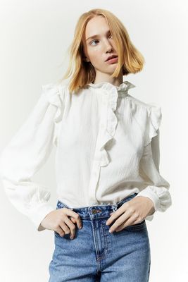 Frill-Trimmed Muslin Blouse from H&M