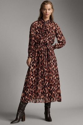 Leopard Print Dress With Ruffle Detail from Massimo Dutti