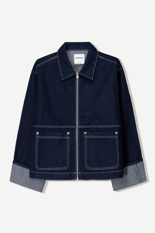 Denim Overshirt With Seam Detail from Bershka