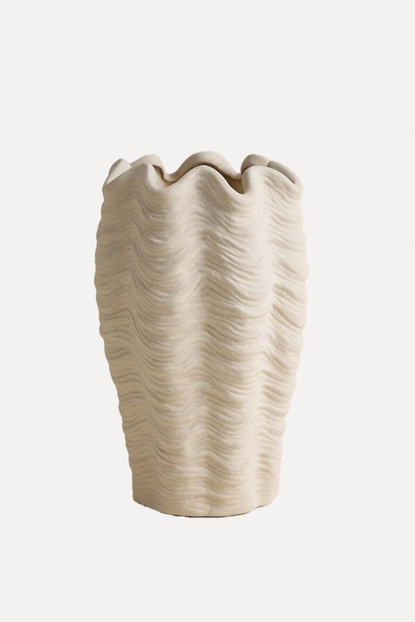 Coastal Shell Textured Ceramic Vase