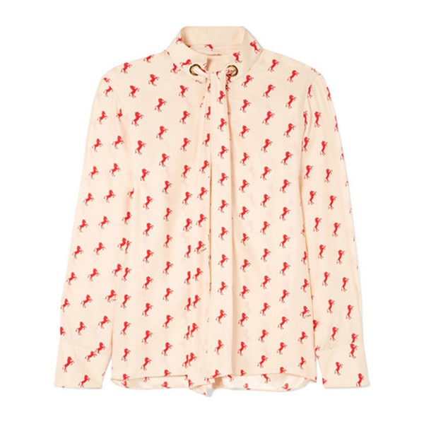 Printed Pussy Bow Silk Crepe Blouse from Chloé