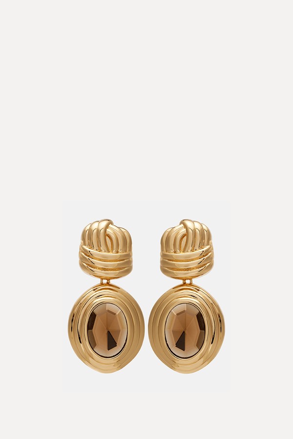 Gold Knot Tiered Amber Earrings from Self-Portrait
