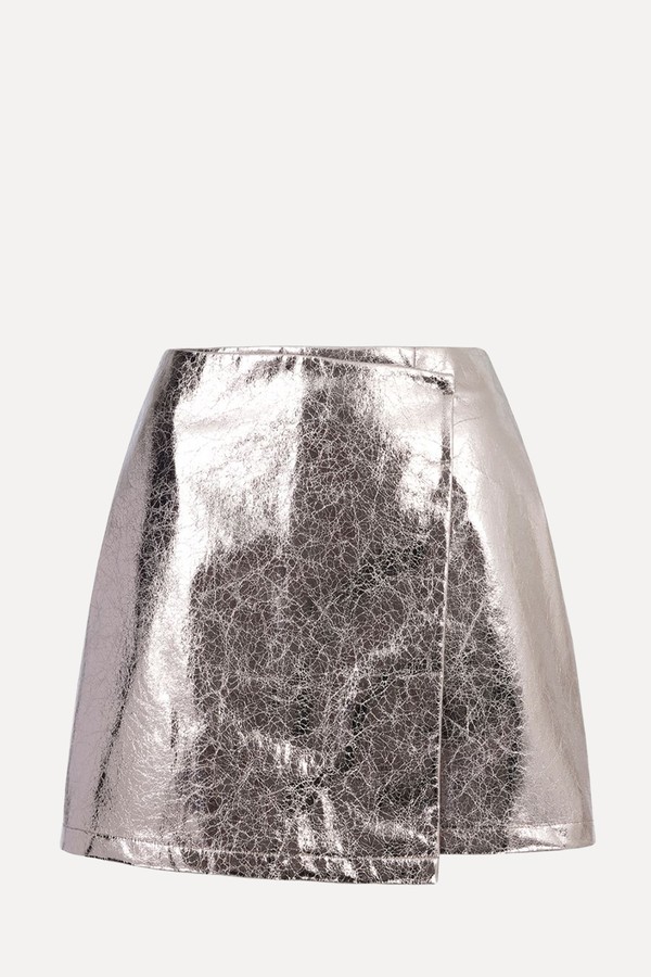 Metallic Faux Leather Mini Skirt