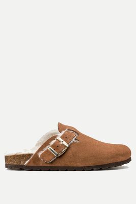Suede Mules With Faux Fur Lining from La Redoute