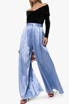 High-Waisted Wide-Leg Silk Trousers from Michael Lo Sordo