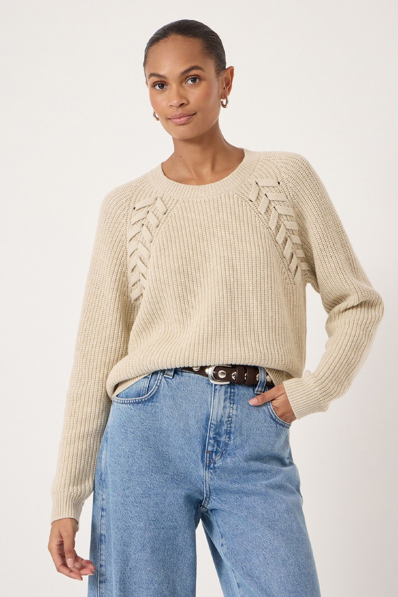 Mel Wool Blend Plait Trim Jumper