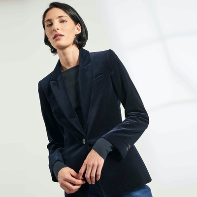 Jamie Cotton Velvet Blazer from Cefinn