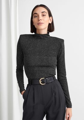 Fitted Turtleneck Glitter Sweater