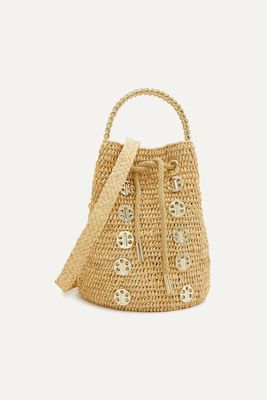 1969 Embellished Raffia Bucket Bag from Paco Rabanne