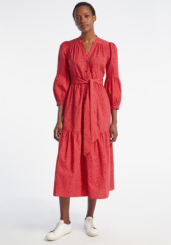 Alice V Neck Gathered Blouson Sleeve Maxi Shirt Dress