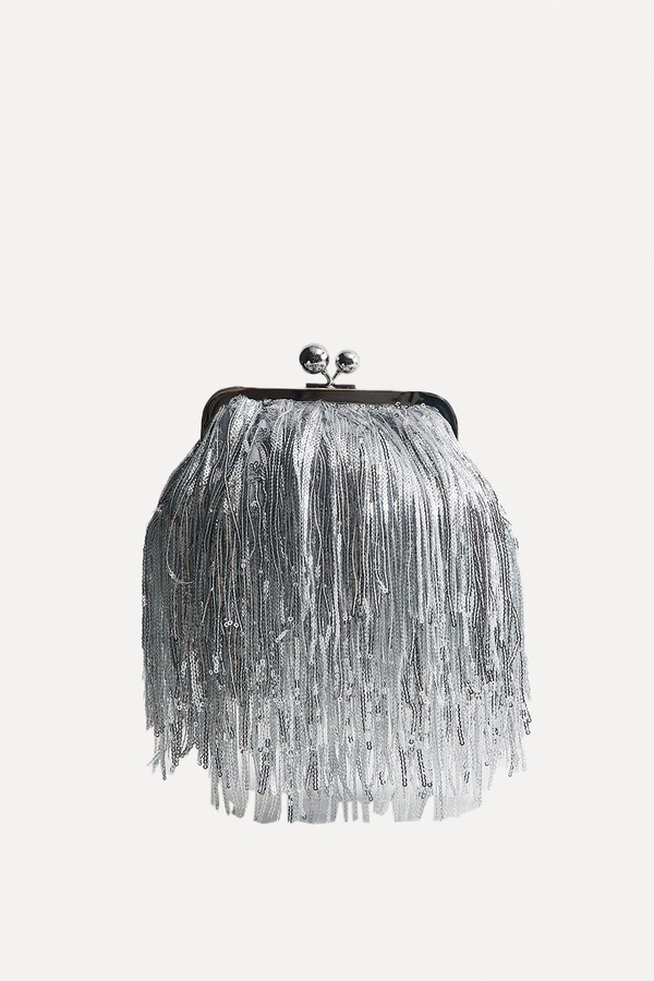 Fringe Sequin Clutch Bag from New Look