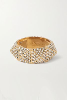 Rockstud Gold-Tone Crystal Ring from Valentino