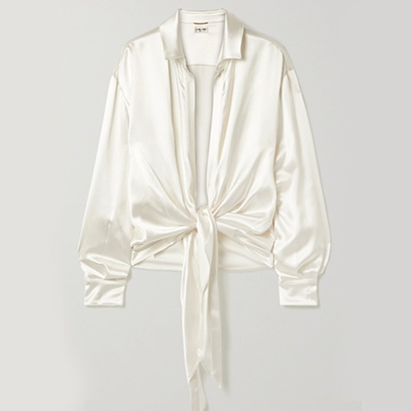 Tie-Front Silk-Satin Blouse from Saint Laurent
