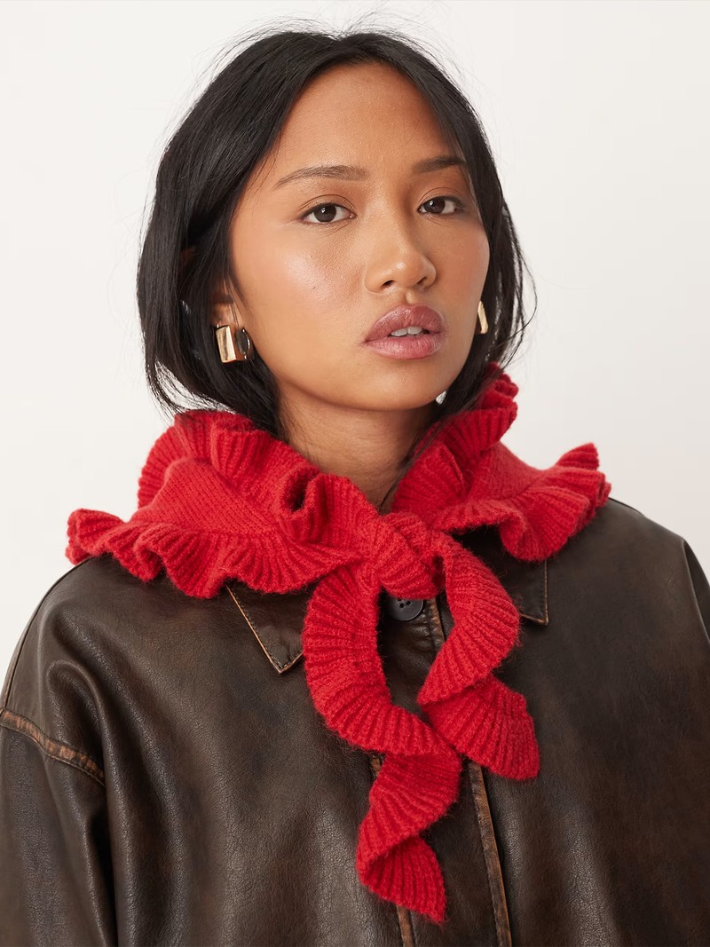 Knitted Frill Edge Triangle Scarf from ASOS DESIGN