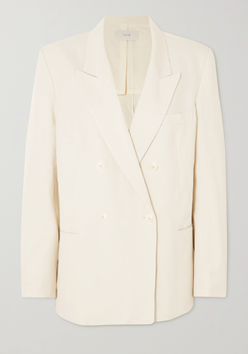 Double-Breasted Cotton And Linen-Blend Blazer from LVIR