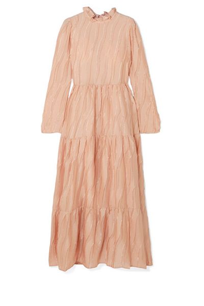 Judy Ruffled Devoré-Satin Maxi Dress from Stine Goya